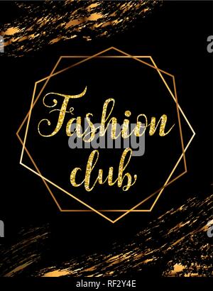 Fashion party vector poster with gold headline Stock Vector