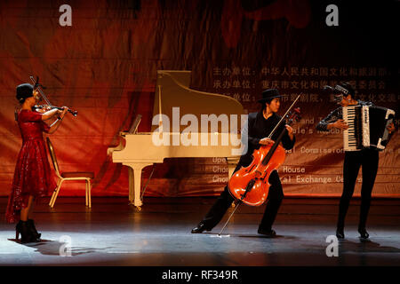 Beirut, Lebanon. 23rd Jan, 2019. Musicians perform during a performance hosted by the Chinese Embassy in Lebanon, in Beirut, Lebanon, Jan. 23, 2019. The Chinese Embassy in Lebanon celebrated Wednesday its Lunar New Year and the beginning of spring season with performance by China's Chongqing Symphony Orchestra. Credit: Bilal Jawich/Xinhua/Alamy Live News Stock Photo