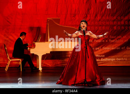 Beirut, Lebanon. 23rd Jan, 2019. Musicians perform during a performance hosted by the Chinese Embassy in Lebanon, in Beirut, Lebanon, Jan. 23, 2019. The Chinese Embassy in Lebanon celebrated Wednesday its Lunar New Year and the beginning of spring season with performance by China's Chongqing Symphony Orchestra. Credit: Bilal Jawich/Xinhua/Alamy Live News Stock Photo