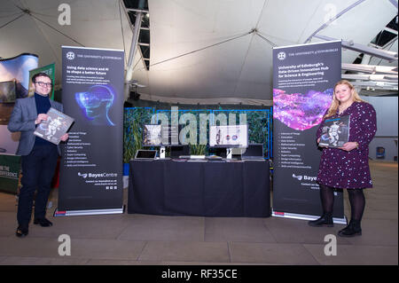 Edinburgh, UK. 23 January 2019.  The University of Edinburgh Data-Driven Innovation Hub for Science & Engineering team have come up with artificial intelligence applications. They are working on robotics and A.I. and will be sending a robot to Mars. Humans and A.I. have been getting along for decades but as A.I. starts to learn and become self aware, are humans going to be ready for the leaps and bounds which A.I has to offer us? Only time will tell. Credit: Colin Fisher/Alamy Live News Stock Photo