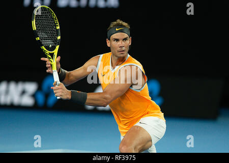 Melbourne, Australia. 24th Jan, 2019. Rafael Nadal from Spain makes his way into the final at the 2019 Australian Open Grand Slam tennis tournament in Melbourne, Australia. Frank Molter/Alamy Live news Stock Photo