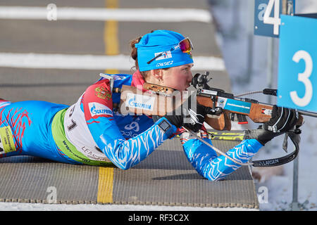 Lenzerheide, Switzerland. 24th Jan, 2019. Valeriia Vasnetcova during the 2019 IBU Biathlon Cup Women 7.5 km Sprint competition in Lenzerheide. Credit: Rolf Simeon/Alamy Live News Stock Photo