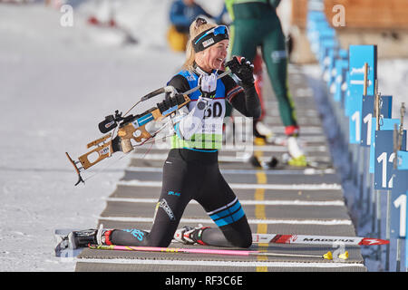 Lenzerheide, Switzerland. 24th Jan, 2019. Grete Gaim during the 2019 IBU Biathlon Cup Women 7.5 km Sprint competition in Lenzerheide. Credit: Rolf Simeon/Alamy Live News Stock Photo