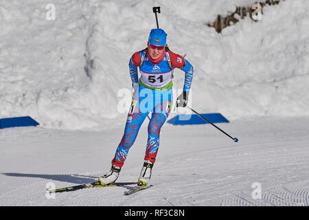 Lenzerheide, Switzerland. 24th Jan, 2019. Valeriia Vasnetcova during the 2019 IBU Biathlon Cup Women 7.5 km Sprint competition in Lenzerheide. Credit: Rolf Simeon/Alamy Live News Stock Photo