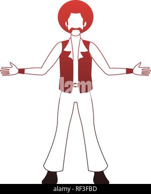 Disco man cartoon red lines Stock Vector