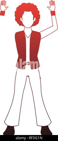 Disco man cartoon red lines Stock Vector