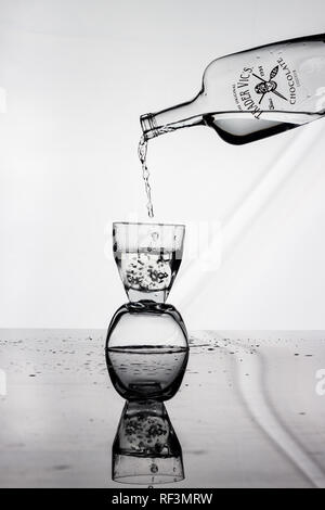 backlight glass and alcohol Stock Photo