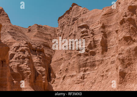 Great red stone mountains. Geological area of bright colors. Martian landscape. Stock Photo