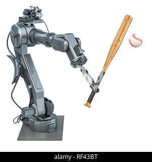 Robot arm play baseball, 3D rendering Stock Photo