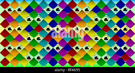 A flock of bright and colorful parrots in the jungle thickets. Stock Vector