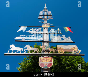 The traditional pole in the village square of Ruhpolding, Upper Bavaria, Germany, Europe Stock Photo