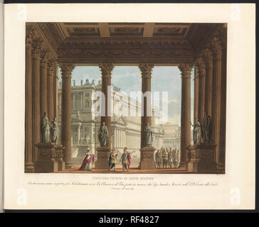 Caption: Questa scena esequita pel melodramma serio, La Clemenza di Tito, posto in musica dal sig. Amadeo Mozart, nell'I.R. Teatro alla Scala il carnevale dell'anno 1819.
