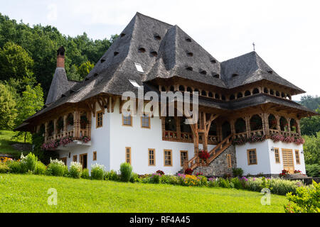 Barsana Monastery Architectural Detail - Traditional Building (Maramures, Romania). Stock Photo