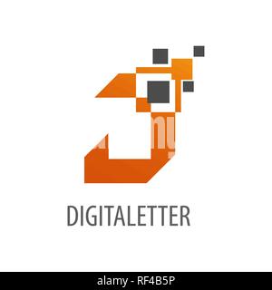 Geometric digital pixel initial letter J logo concept design. Symbol graphic template element vector Stock Vector