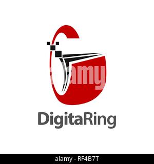 Digital circle ring like initial letter C or G logo concept design. Symbol graphic template element vector Stock Vector