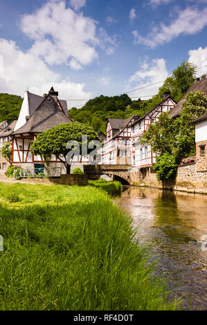 famous half-timbered houses at 'Elz' creek in Monreal, Germany Stock Photo