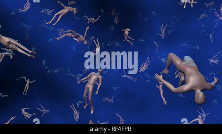 People floating in space. Cadavers, dead bodies in outer space. 3d  rendering Stock Photo - Alamy