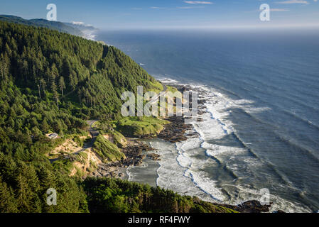 Oregon coast from viewpoint at top of Cape Perpetua. Stock Photo