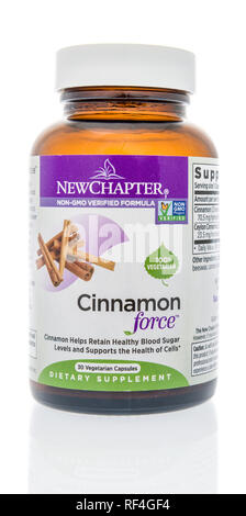 Winneconne, WI - 11 January 2019:  A package of New Chapter cinnamon supplement on an isolated background. Stock Photo
