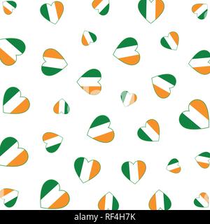 hearts with ireland flags pattern Stock Vector