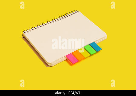 spiral notebook with sticky notes Stock Photo