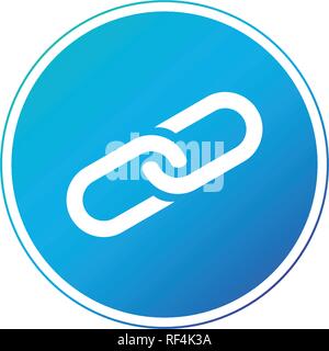 Link icon in nice blue circle. Chain logo. Vector illustration isolated on white. Stock Vector