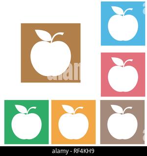 apple flat icons set. Open round colorful buttons. Vector Stock Vector