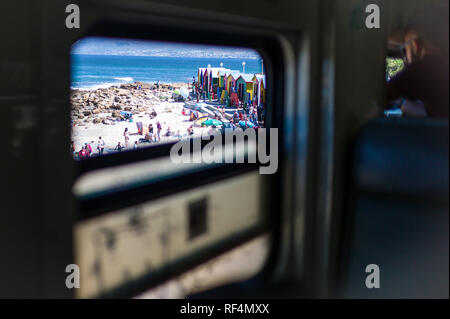 Saint James is a popular beach along the False Bay coast in Cape Town, Western Cape Province, South Africa. Stock Photo