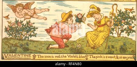 V for Valentine from An Alphabet of Old Friends by Walter Crane 1874 Stock Photo