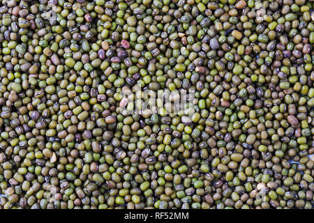 Close up of dried green mung beans surface as a background texture Stock Photo