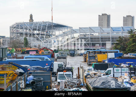 Construction of the new Brentford Community Stadium, home of Brentford Football Club (The Bees), Brentford, London, UK