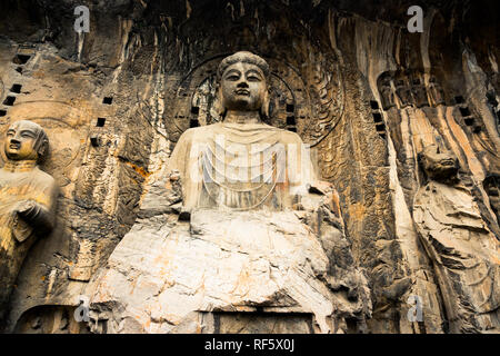 Buddhas in Yungang Caves,China. Stock Photo