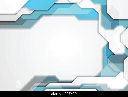 Abstract modern geometric bright blue tech design. Vector background Stock Vector