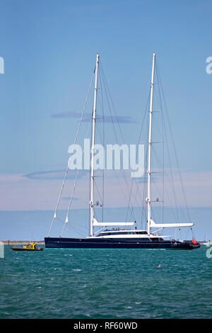 Picture by Tim Cuff 15 January 2019 - Super yacht Aquijo leaving Port Nelson Stock Photo