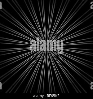 Black and white abstract background with rays coming from the center Stock Vector