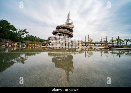 Tai Po, JAN 1: Afternoon view of the famous Spiral Lookout Tower on JAN 1, 2019 at Tai Po, Hong Kong Stock Photo