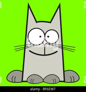 Cat in cartoon style. Sitting on a color background. Vector illustration Stock Vector
