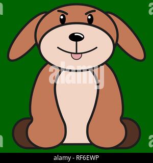 Angry dog in cartoon style. On color background, vector illustration Stock Vector
