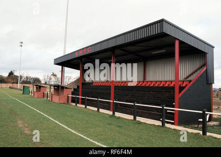 The main stand at Needham Market FC Football Ground, Bloomfields, Needham Market, Suffolk, pictured on 2nd November 1996 Stock Photo