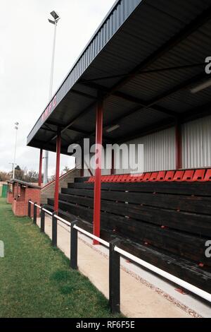 The main stand at Needham Market FC Football Ground, Bloomfields, Needham Market, Suffolk, pictured on 2nd November 1996 Stock Photo