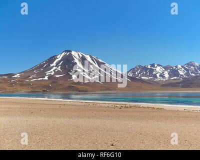 Laguna Miscanti in the Chilean Andes. The desert of Atacama in the north of Chile is the driest region on earth. Stock Photo