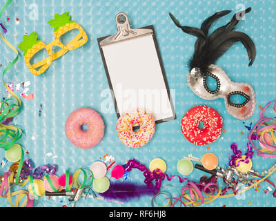 special blue effect background with donuts and doughnuts and carnival items Stock Photo