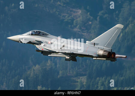 A Eurofighter Typhoon fighter jet of the Austrian Air Force at the Zeltweg Airpower 2016 airshow. Stock Photo