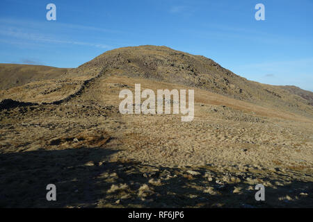 The Wainwright Hart Crag from the Dry Stone Wall at the Col separating it from Dove Crag, Dovedale, Lake District National Park, Cumbria, England, UK. Stock Photo