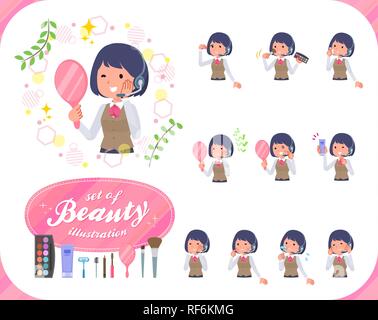 A set of women on beauty.There are various actions such as skin care and makeup.It's vector art so it's easy to edit. Stock Vector