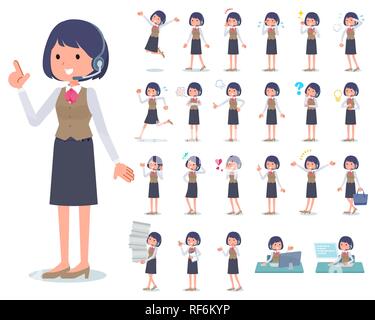 A set of women with who express various emotions.There are actions related to workplaces and personal computers.It's vector art so it's easy to edit. Stock Vector