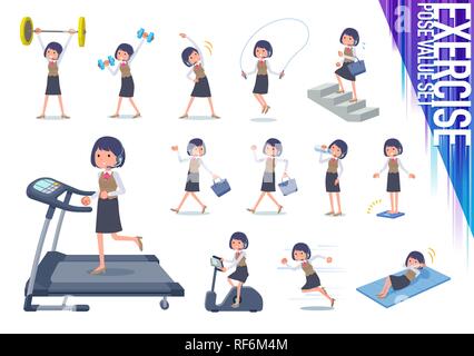 A set of women on exercise and sports.There are various actions to move the body healthy.It's vector art so it's easy to edit. Stock Vector