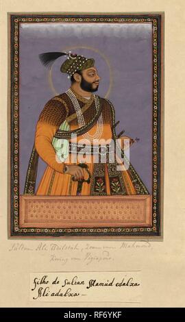 Portrait of Ali Adil-shah, son of Sultan Mahmud; after his father he was ruler of Bijapur. Draughtsman: anonymous. Dating: c. 1686. Place: Golkonda. Measurements: h 203 mm × w 140 mm. Museum: Rijksmuseum, Amsterdam. Stock Photo