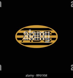 Business logo design. letter ABC graphic logo template, with gold color isolated on black background. Stock Vector