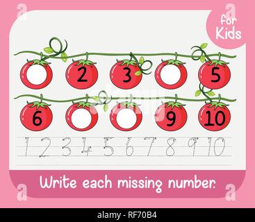Write each missing number illustration Stock Vector